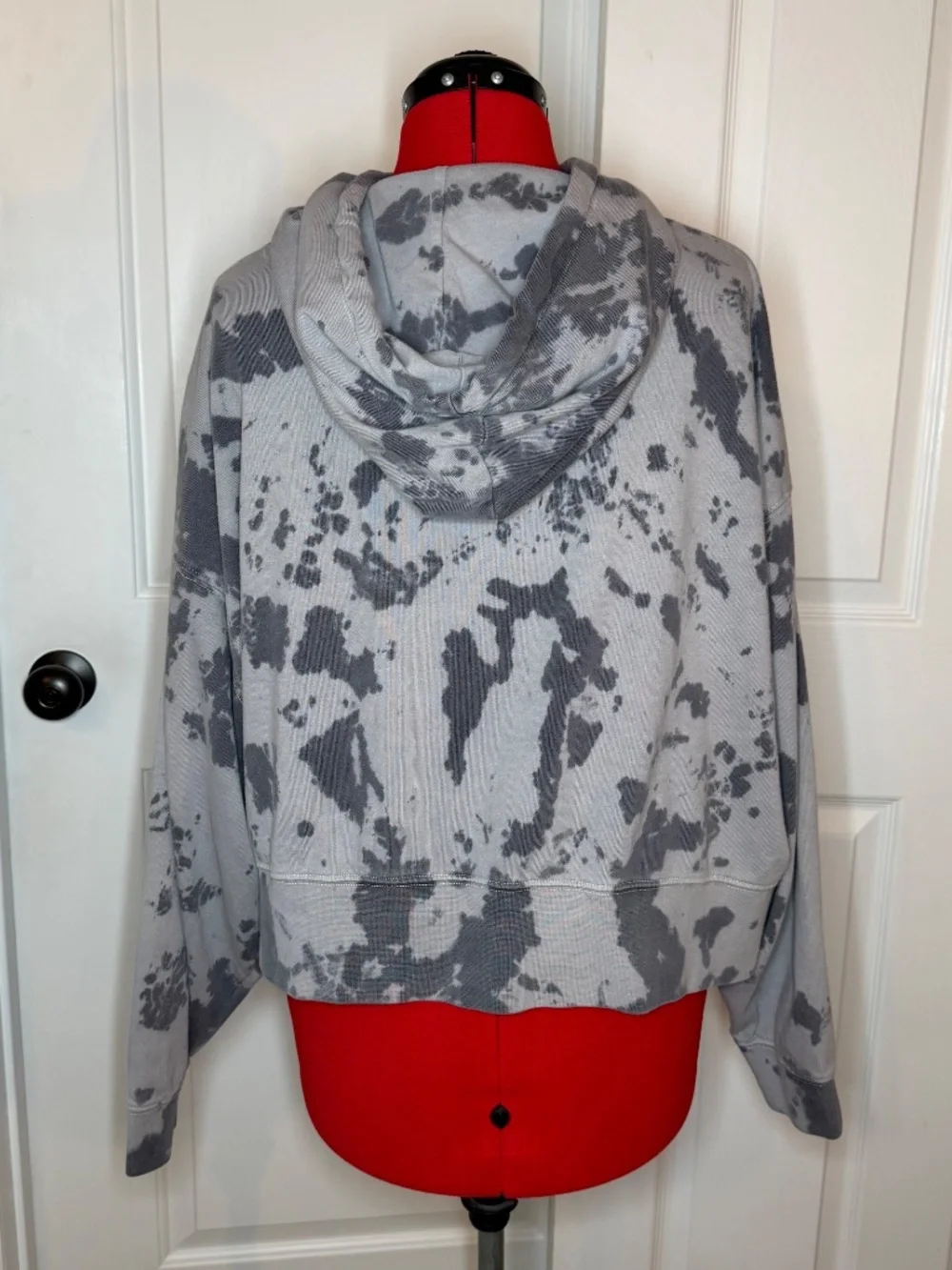 Nike Tie Dye Hoodie Sweatshirt Oversized Cropped Washed Light Dark Gray Women M
